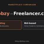 Djobzy vs Freelancer.com comparison — No bidding vs Bid-based